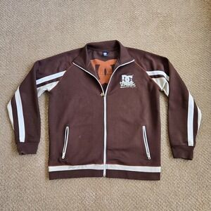 Vintage DC Shoes Track Jacket Mens XL Brown Full Zip Graffiti Logo Y2K VTG Skate